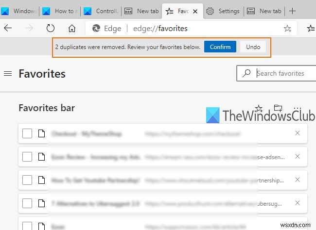 How to remove Duplicate Favorites in Microsoft Edge browser