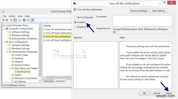 Disable, Enable, Clear History of Live Tile Notifications in Windows 10