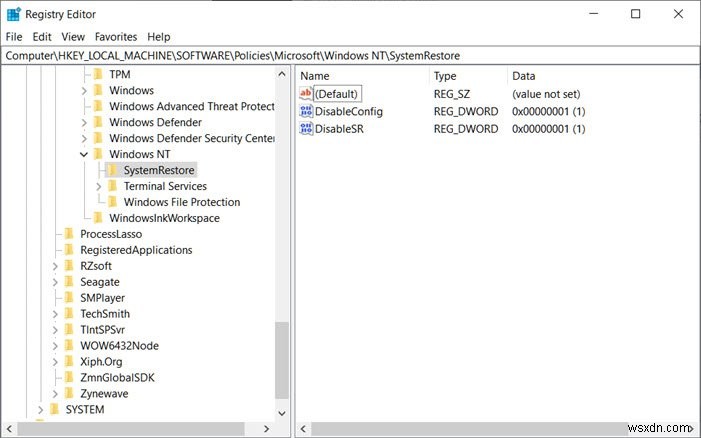 System Restore disabled by your system administrator or is greyed out