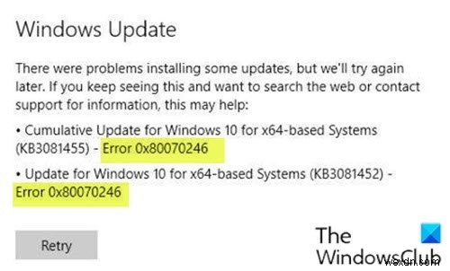Fix Windows Update error 0x80070246 on Windows 10