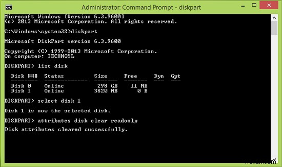 The Disk Is Write-Protected error for Removable Disks