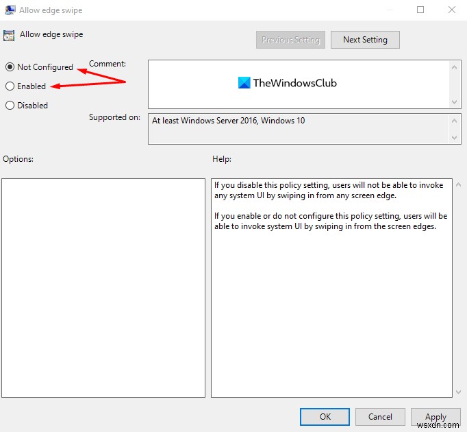 How to disable Screen Edge Swipe in Windows 10