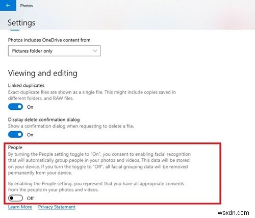Disable Face Detection and Recognition in Windows 10 Photos app