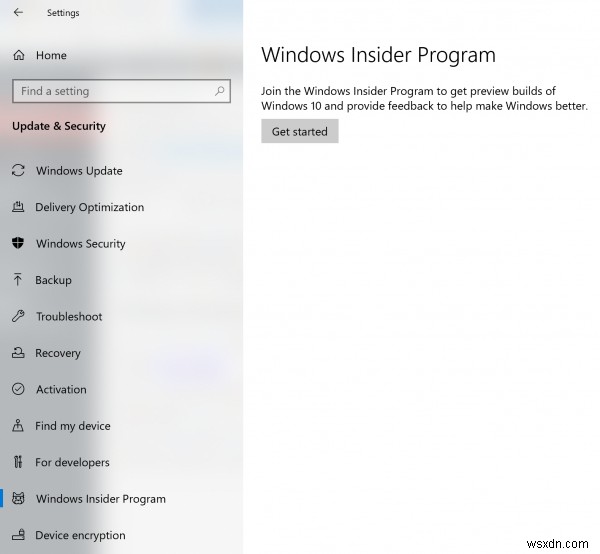 Windows Insider Program page is missing or not visible in Settings
