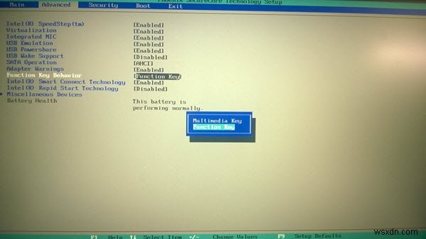 Change Function key behavior in Dell laptops
