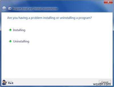 Cannot install or uninstall programs in Windows 11/10? Use Program Install and Uninstall Troubleshooter