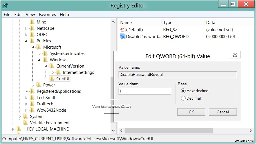 How to enable or disable Password Reveal Button in Windows 11/10