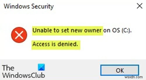 Unable to set new Owner on OS, Access is denied on Windows 11/10