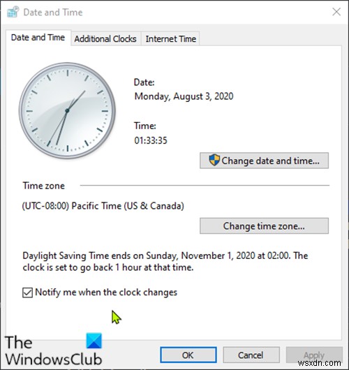 Windows 11/10 does not update Daylight Savings Time (DST) change