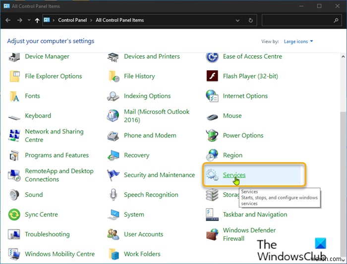 How to remove or add Services.msc to Control Panel in Windows 11/10