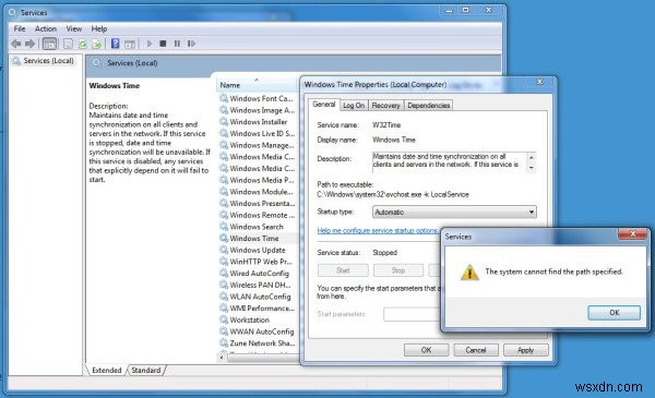 Windows Time Service not working. Time Synchronization fails with error