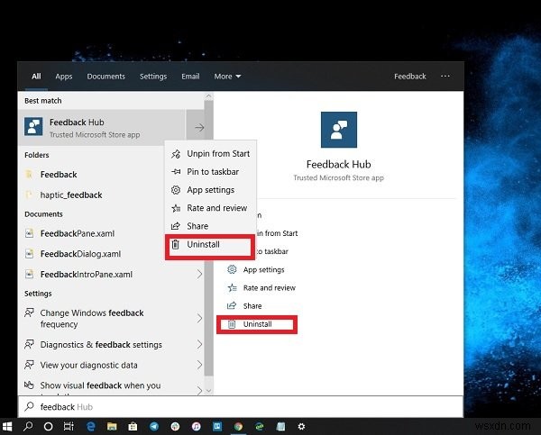 How to uninstall Feedback Hub App in Windows 10