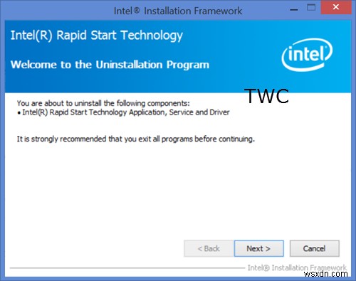 Your system does not appear to have Intel Rapid Start Technology enabled