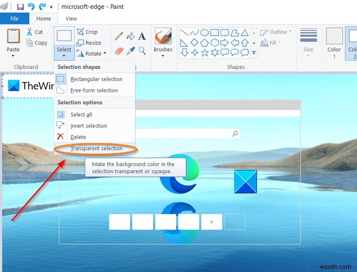 How to add a Transparent Image over Screenshot with Microsoft Paint