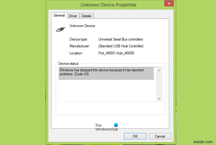 Windows has stopped this device because it has reported problems (Code 43)