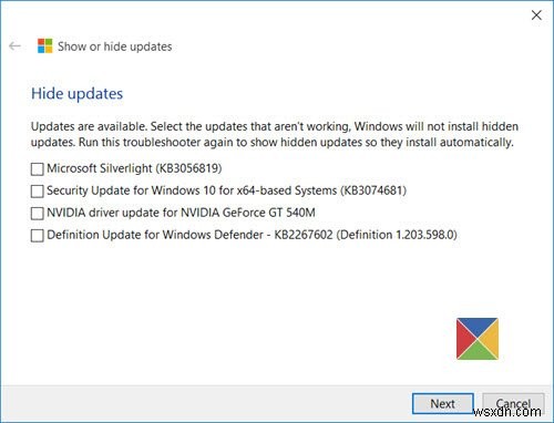 Show or Hide Updates Tool will block unwanted Windows Updates in Windows 11/10