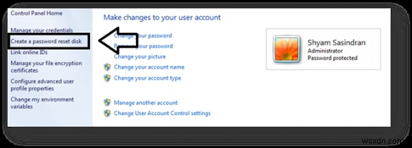 Create Password Reset Disk using USB Flash drive on Windows 10