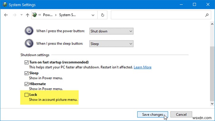 How to Show or hide Lock option from the User Account Profile picture in Start Menu