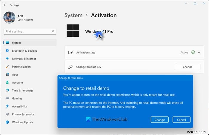 Delete or Enable Retail Demo experience in Windows 11/10