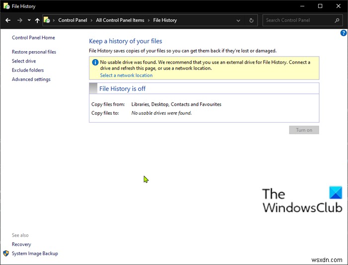 Date doesn’t change, File History Status not updating after backup is completed