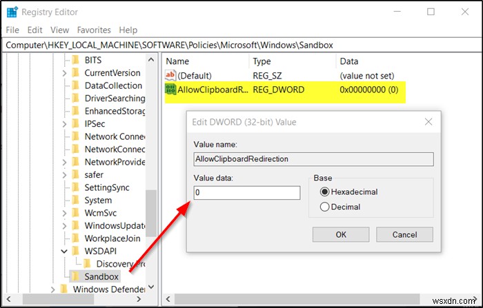 How to enable or disable Clipboard Sharing with Windows Sandbox in Windows 10