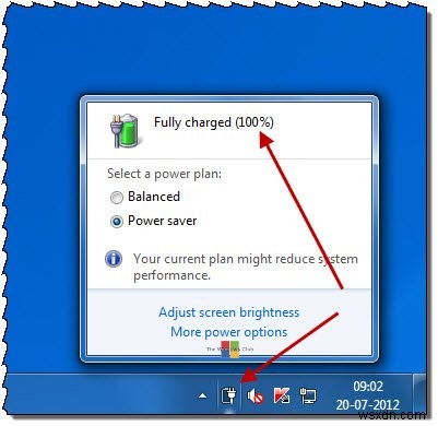 Laptop Battery indicator icon showing battery as empty in spite of being full