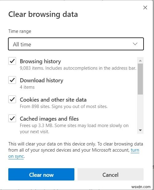 How to clear browsing data of Edge Legacy using Edge Chromium