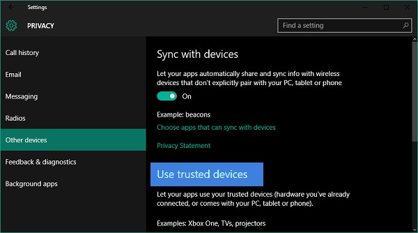 How to let apps use Trusted Devices in Windows 11/10