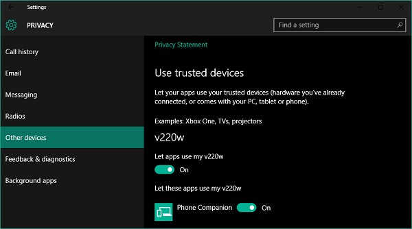 How to let apps use Trusted Devices in Windows 11/10