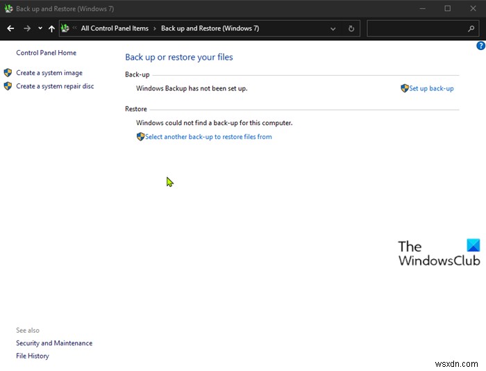 How to reset Windows Backup to Default in Windows 10