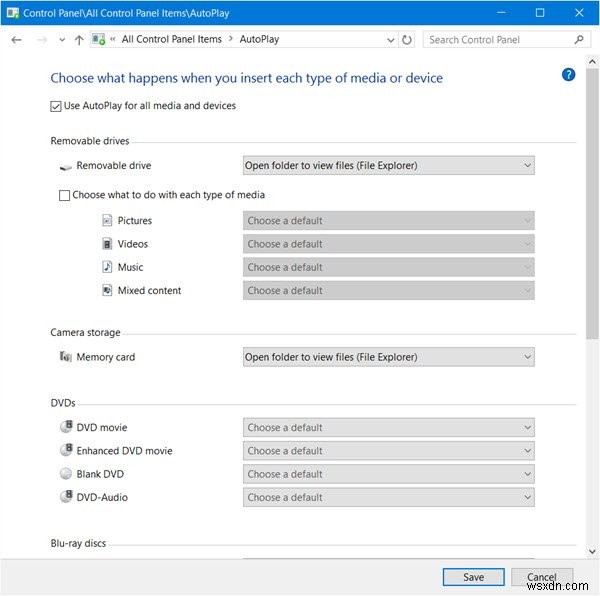 How to enable, configure and set AutoPlay defaults in Windows 11/10