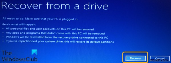 How to use Recovery Drive to restore Windows 11/10 computer