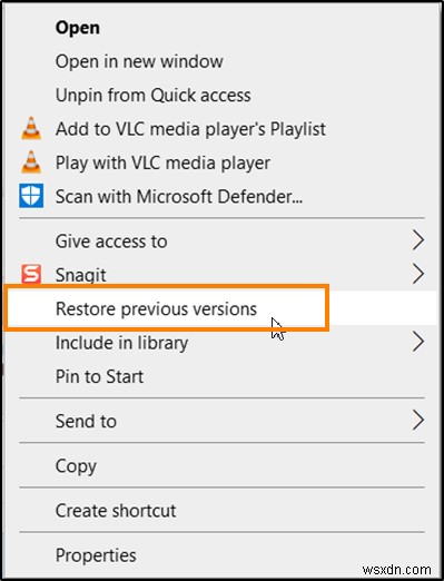 How to remove Restore previous versions entry from the Context menu in Windows 10