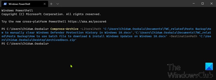 How to Zip and Unzip files using PowerShell in Windows 11/10