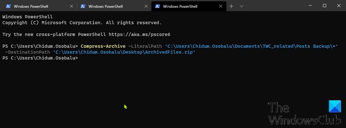 How to Zip and Unzip files using PowerShell in Windows 11/10