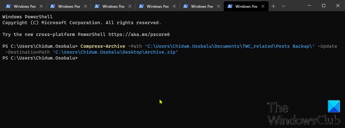 How to Zip and Unzip files using PowerShell in Windows 11/10