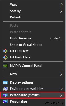 How to add Personalize (Classic) to Context Menu in Windows 10