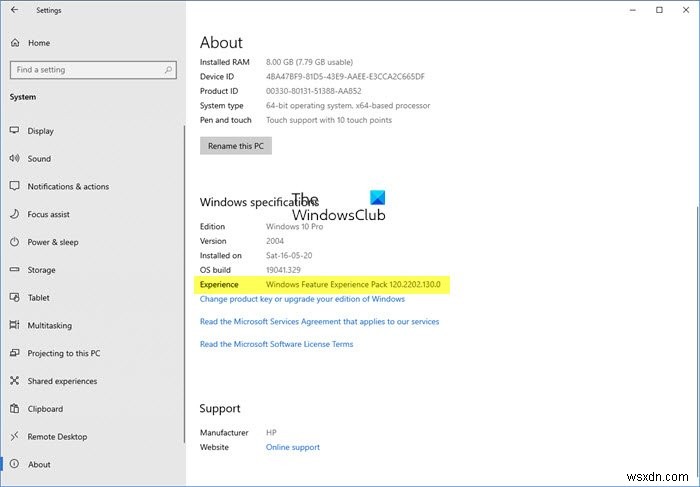 What is the Windows Feature Experience Pack in Windows 11/10?