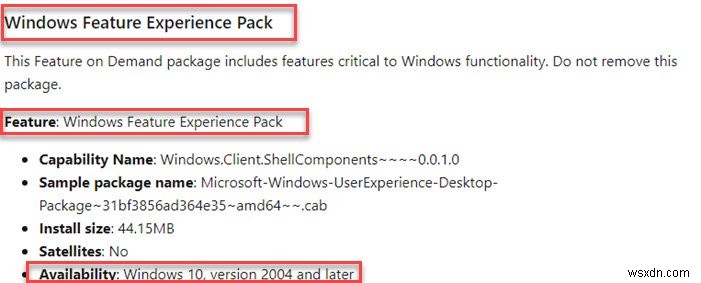 What is the Windows Feature Experience Pack in Windows 11/10?