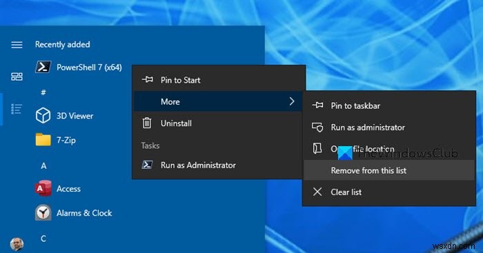 Show, Hide Recently added apps group in Start Menu of Windows 11/10