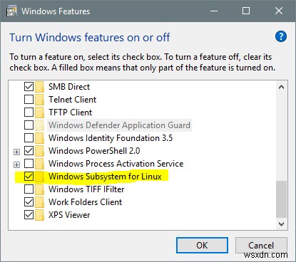 WslRegisterDistribution failed with error 0x8007019e and 0x8000000d – WSL