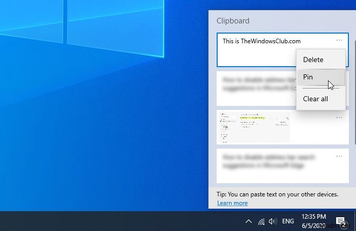 How to pin Text and Image to Clipboard History in Windows 11/10