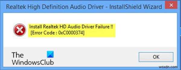 Fix Install Realtek HD Audio Driver Failure, Error OxC0000374 on Windows 10