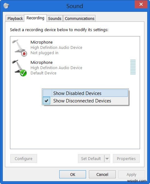 How to enable all Recording Devices in Windows 11/10