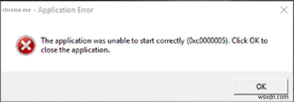 Application Error: The application failed to initialize properly 0xc0000005