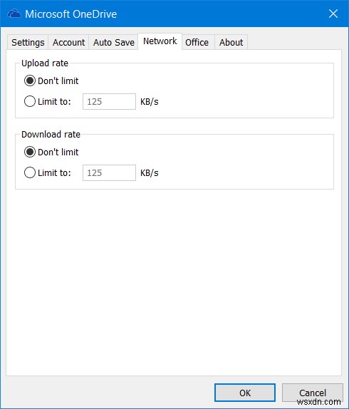 How to set download and upload transfer rate limits for OneDrive in Windows 10