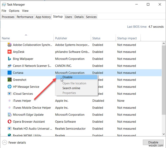 How to disable Cortana from auto starting with Windows 10