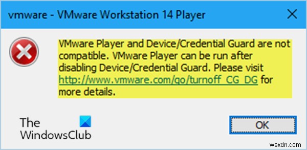 VMware Workstation and Device/Credential Guard not compatible in Windows 10