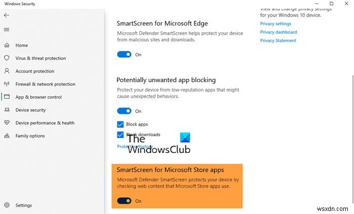 Enable or Disable SmartScreen Filter for Microsoft Store apps in Windows 11/10