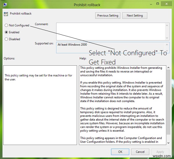 Disable Rollback feature of Windows Installer in Windows 11/10